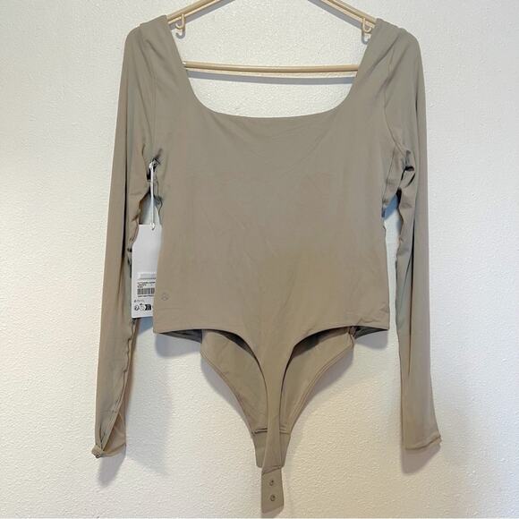 Lululemon riverstone RVST Large Ultra-Soft Nulu Square-Neck Long-Sleeve Bodysuit - Picture 2 of 6